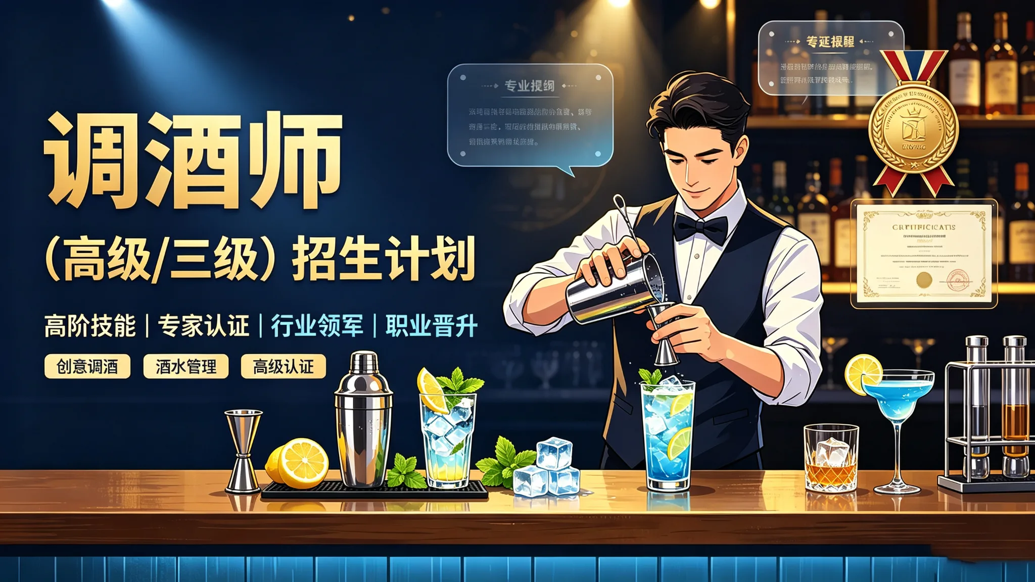 调酒师招生计划(高级/三级)