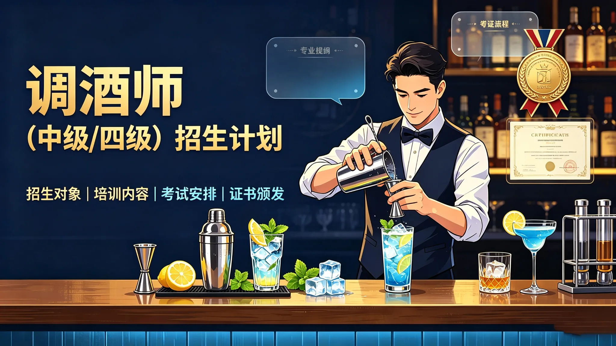 调酒师招生计划(中级/四级)
