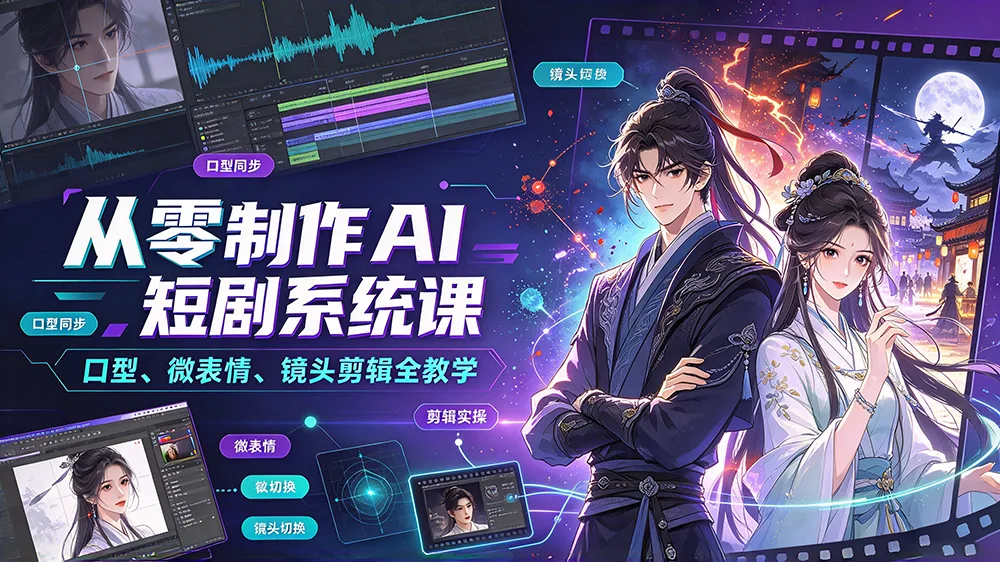 从零制作 AI 短剧系统课:口型、微表情、镜头剪辑全教学